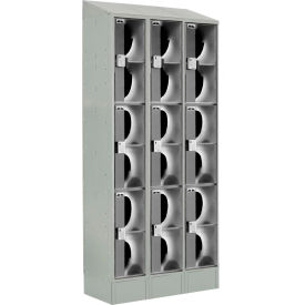 LockUp 3-Tier 9 Door Electronic Locker w/ Clear Door, 36"Wx18"Dx82"H, Gray, Assembled