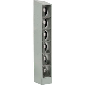 LockUp 6-Tier 6 Door Electronic Locker with Clear Door, 12"Wx18"Dx82"H, Gray, Assembled