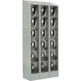 LockUp 6-Tier 18 Door Locker with Clear Door, 36"W x 18"D x 82"H, Gray, Assembled