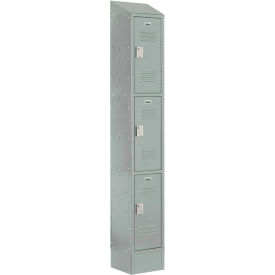 LockUp 3-Tier 3 Door Electronic Locker w/Louver Door, 12"Wx18"Dx82"H, Gray, Assembled