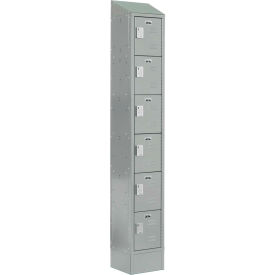 LockUp 6-Tier 6 Door Electronic Locker w/Louver Door, 12"Wx18"Dx82"H, Gray, Assembled
