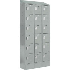 LockUp 6-Tier 18 Door Locker with Louver Door, 36"W x 18"D x 82"H, Gray, Assembled