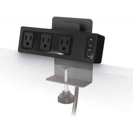 Desktop Clamp-on AC Power Outlet and 2.1A USB Charging Hub with Tablet Stand