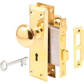 Brass-Plated Victorian Style Keyed Mortise Entry Lock Set