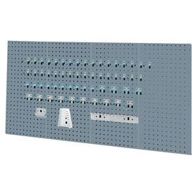 Panel Sq. Hole Toolboard Set with 60-Piece Toolholder Set - Gray