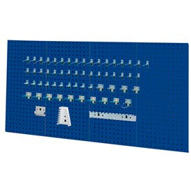 VTC Series-50004BL-4 Panel Sq. Hole Toolboard Set w/60-Pc Hooks- Classic Blue