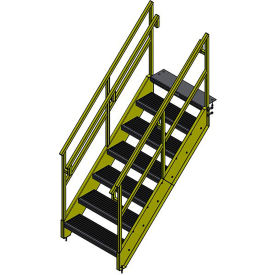 OSHA 7 Step Steel Stairway, 36"W, 65"H, Yellow