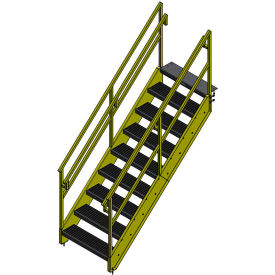 OSHA 9 Step Steel Stairway, 36"W, 78"H, Yellow