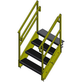OSHA 4 Step Steel Stairway, 36"W, 36"H, Yellow