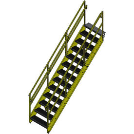 OSHA 13 Step Steel Stairway, 36"W, 116"H, Yellow