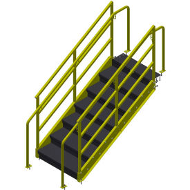 20 Step Steel Stairway, 36"W, 138"H, Yellow