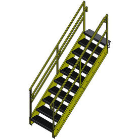 OSHA 10 Step Steel Stairway, 36"W, 87"H, Yellow