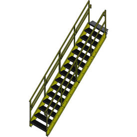 OSHA 15 Step Steel Stairway, 36"W, 134"H, Yellow