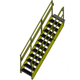 OSHA 12 Step Steel Stairway, 36"W, 109"H, Yellow