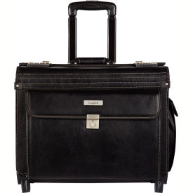 Synthetic Leather Business Case on Wheels, Black