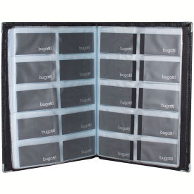 Textured Synthetic Leather Business Card Case, Black