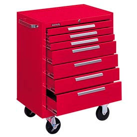 277XR K1800 Series 27"W X 18"D X 35"H 7 Drawer Red Roller Cabinet