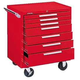 297XR K2000 Series 29"W X 20"D X 35"H 7 Drawer Red Roller Cabinet