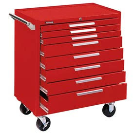 Kennedy 348XR K2000 Series 34"W X 20"D X 40"H 8 Drawer Red Roller Cabinet