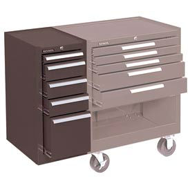 205XB 13-5/8"W X 20"D X 29"H 5 Drawer Brown Hang-On Side Cabinet