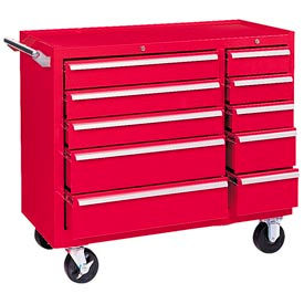 310XR Series 10 Drawer Red Roller Cabinet 39-3/8"W X 18"D X 35"H