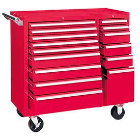 315XR K1800 Series 39-3/8"W X 18"D X 39"H 15 Drawer Red Roller Cabinet