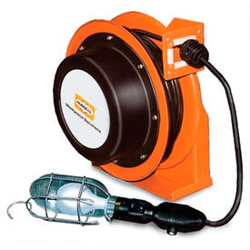 Industrial Duty Cord Reel with Incandescent Hand Lamp - 16/3c x 45', Aluminum