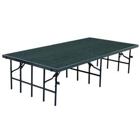 Portable Stage with Carpet - 96"L x 48"W x 32"H - Grey