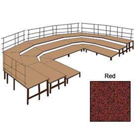 48"W Carpet Stage Configuration w/9 Stage Units, 12 Pie Units & Guard Rails-Red