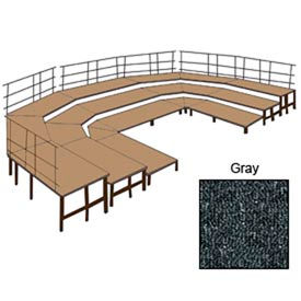 48"W Carpet Stage Configuration w/9 Stage Units, 12 Pie Units & Guard Rails-Grey