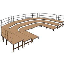 48"W Hardboard Stage Configuration with 9 Stage Units, 12 Pie Units and Guard Rails