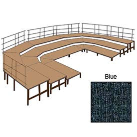 36"W Carpet Stage Configuration w/9 Stage Units, 12 Pie Units & Guard Rails-Blue