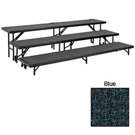 3 Level Straight Riser with Carpet - 96"L x 18"W - 8"H, 16"H & 24"H - Blue
