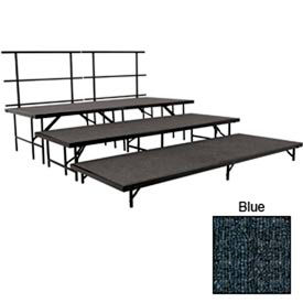 Stage Set with Carpet - 96"L x 36"W - 8"H, 16"H, 24"H & Two Guard Rails - Blue