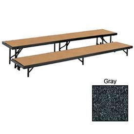 2 Level Straight Riser with Carpet - 96"L x 18"W - 8"H & 16"H - Grey