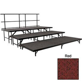 Stage Set with Carpet - 96"L x 48"W - 8"H, 16"H, 24"H & Two Guard Rails - Red