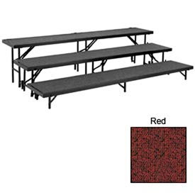 3 Level Tapered Riser with Carpet - 60"L x 18"W - 8"H, 16"H & 24"H - Red