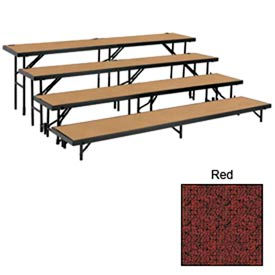 4 Level Tapered Riser with Carpet - 60"L x 18"W - 8"H, 16"H, 24"H & 32"H - Red