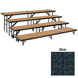 4 Level Tapered Riser with Carpet - 60"L x 18"W - 8"H, 16"H, 24"H & 32"H - Blue