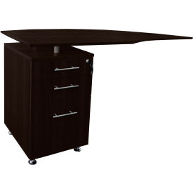 Medina 63"W Left Curved Desk Return With Pencil-Box-File Pedestal