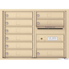 Florence Versatile 4C Mailbox, 23-1/4"H, 9 Mailboxes, Front Loading, Aluminum, Beige, USPS
