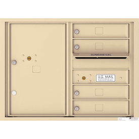 Florence Versatile 4C Mailbox, 23-1/4"H, 4 Mailboxes, 1 Parcel, Front Loading, Beige, USPS