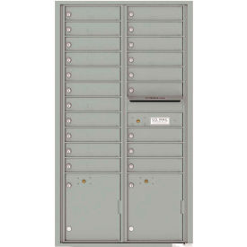 Florence Versatile 4C Mailbox, 56-1/2"H, 20 Mailboxes, 2 Parcel, Front Loading, Silver USPS