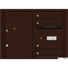 Florence Versatile Mailbox, 23-1/4"H, 4 Mailboxes, 1 Parcel, Front Loading, Brown, USPS