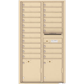 Florence Versatile 4C Mailbox, 56-1/2"H, 20 Mailboxes, 2 Parcel, Front Loading, Beige, USPS