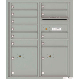 Florence Versatile 4C Mailbox, 37-1/4"H, 10 Mailboxes, 2 Parcel, Front Loading, Silver.
