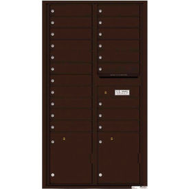 Florence Versatile 4C Mailbox, 56-1/2"H, 20 Mailboxes, 2 Parcel, Front Loading, Brown, USPS