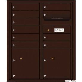 Florence Versatile 4C Mailbox, 37-1/4" Height, 10 Mailboxes, 2 Parcel, Front Loading, Brown, USPS