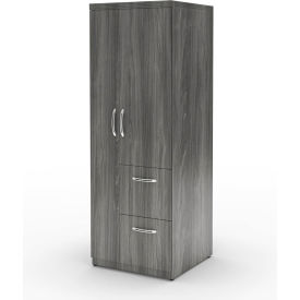 Aberdeen Personal Storage Tower Including 2 File Drawers Gray Steel