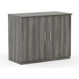 Medina Series 36" Storage Cabinet with Wood Doors Gray Steel